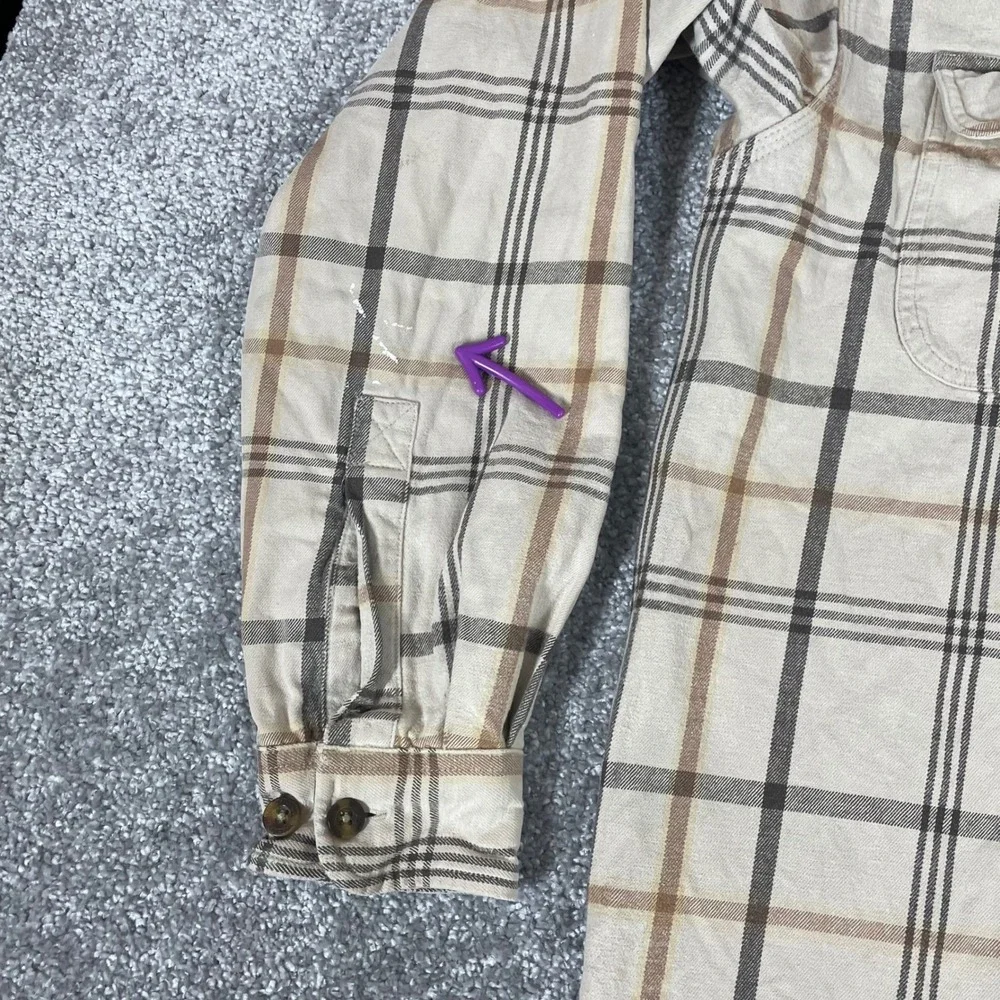 Carhartt Thermal Lined‎ Flannel Shirt Mens Small Plaid Work Shirt Distressed